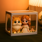 Custom 3D Couple Figure Glass Dollhouse Personalized Scene Display Case Unique Home Decor Anniversary Gift Christmas Style Holiday Gift Idea